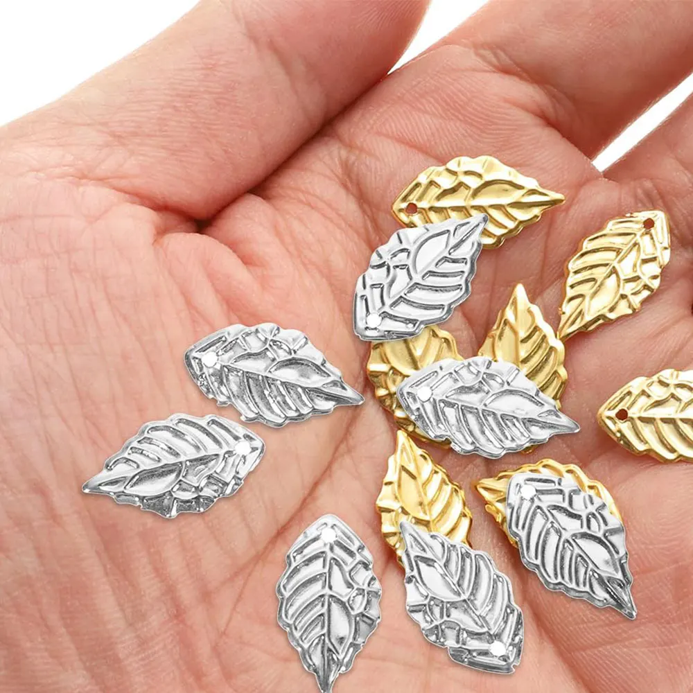 100pcsMulti Colored Leaf Shaped Pendant Decoration, DIY Earring Pendant, Beach Vacation, Gift Making Accessories