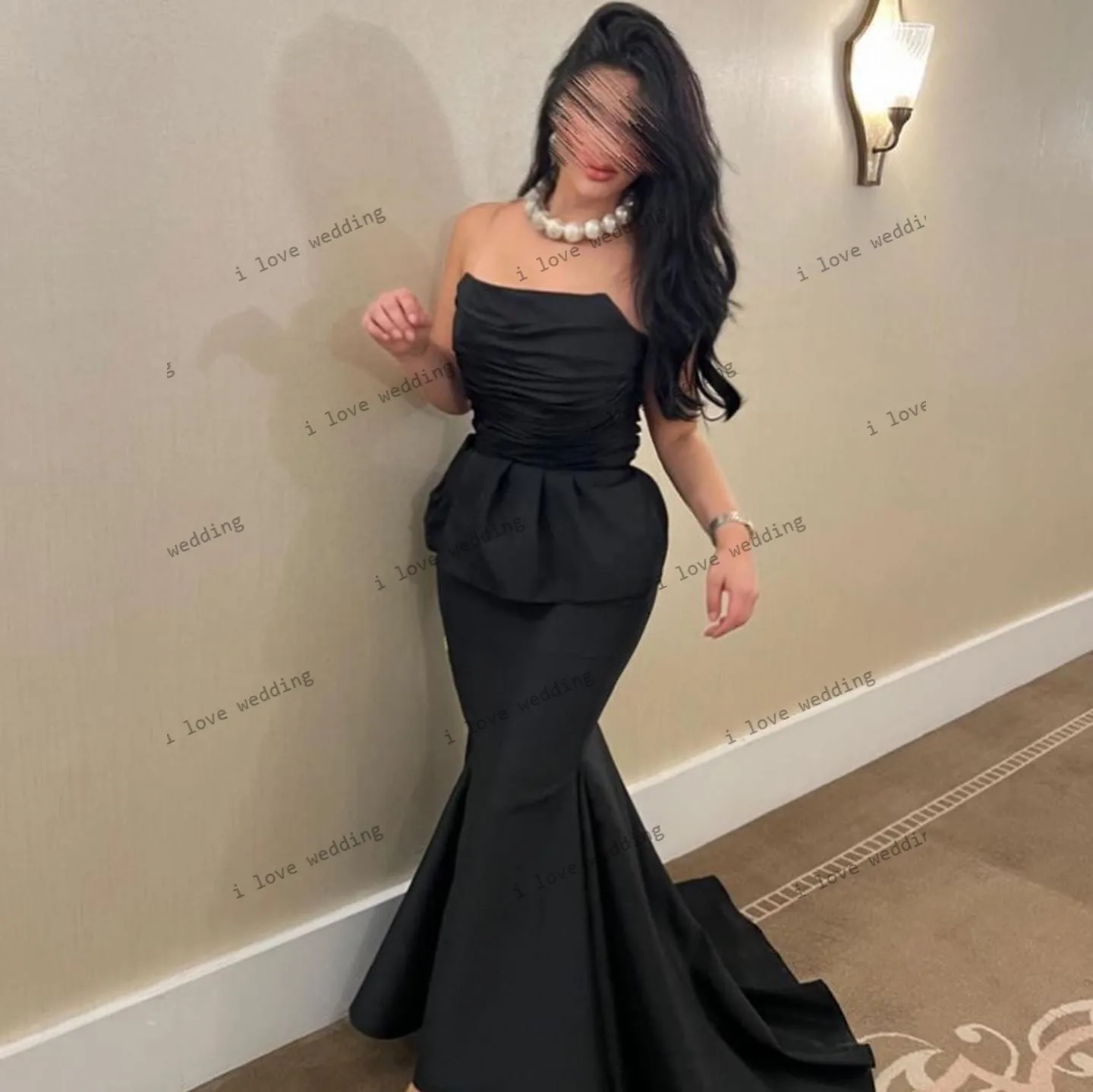 Suknie balowe 2025 czarna suknia ślubna dla kobiety satynowa formalna syrenka bez ramiączek Ruched suknie wieczorowe eleganckie dostosowane