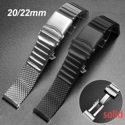 Metal Mesh Wrist Strap for Seiko Solid Stainless Steel Thicken Polished Brushed Watchband Universal 20mm 22mm Luxury Bracelet