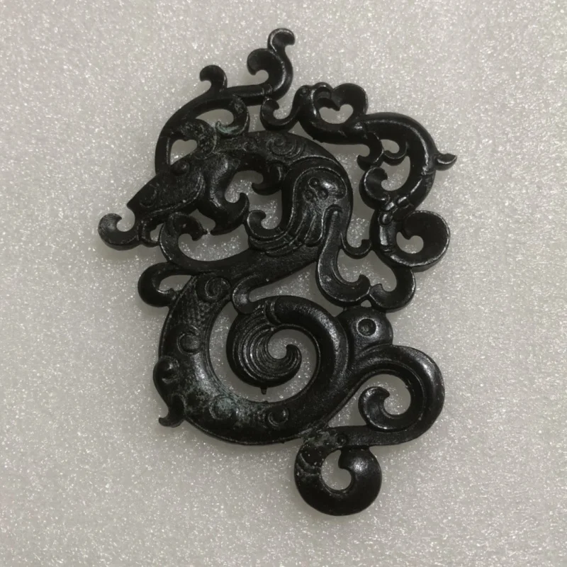 Antique Miscellaneous Collection Old Bronze Double-Sided Hollow Dragon Plaque Dragon Pattern Hanging Plaque Ancient Objects