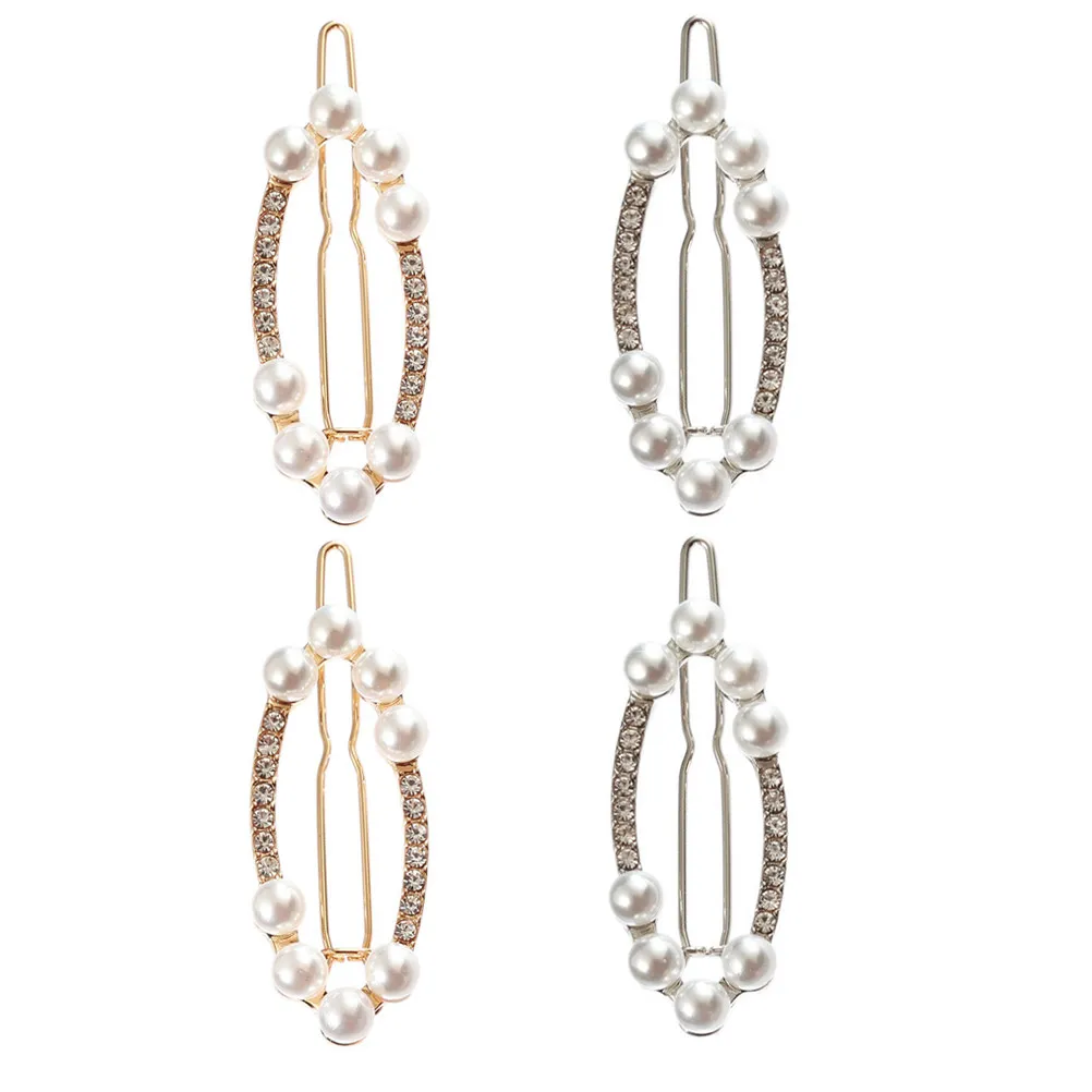 

4Pcs Pearl Rhinestone Hair Clips Crystal Barrettes for Women Elegant Stylish Daily Party Wedding Prom Evening School Gift