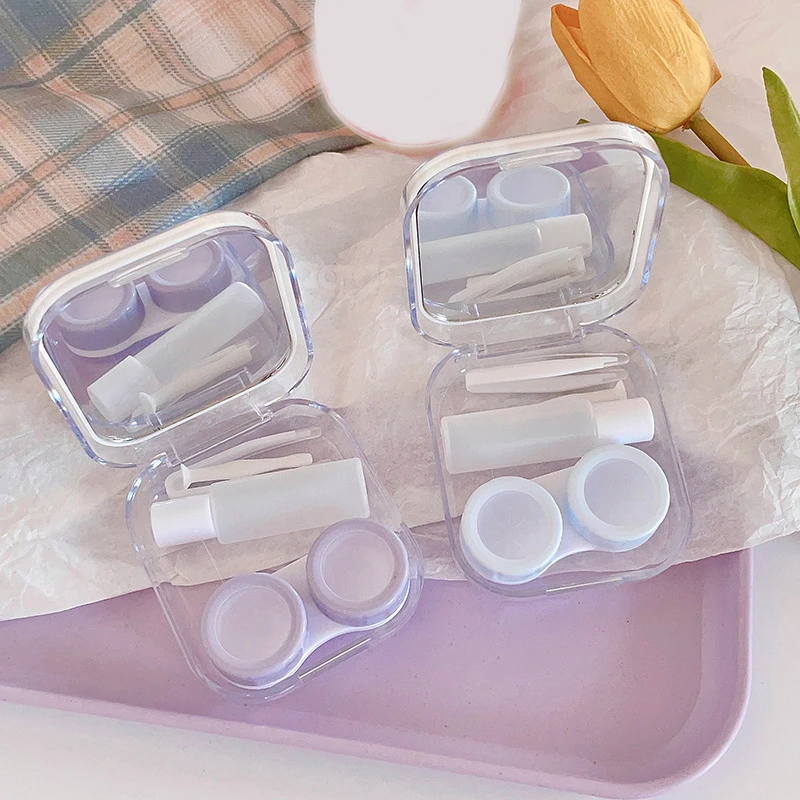 Laser Cover Contact Lens Case Box Colored Lenses Container Beauty Lens Storage Box Travel Set Gift Girl