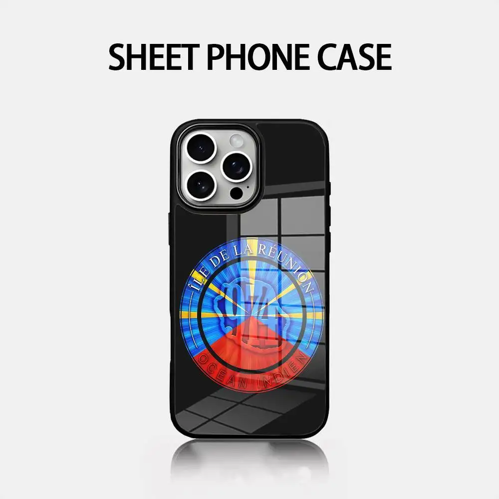 

974 Reunion Island Logo Phone Case Glass Cover Phone Case For Iphone 16 15 14 12 11 13 Pro Max Mini Puls Attraction CASE
