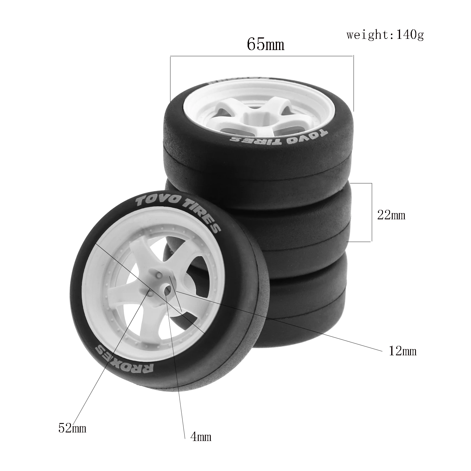 1/10 RC Drift Tires and Hard Plastic Wheels 12mm Hex for 1:10 Rally Car Tamiya TT01 TT02 XV01 TA06 A959 PTG2 HPI KYOSHO HSP PTG2