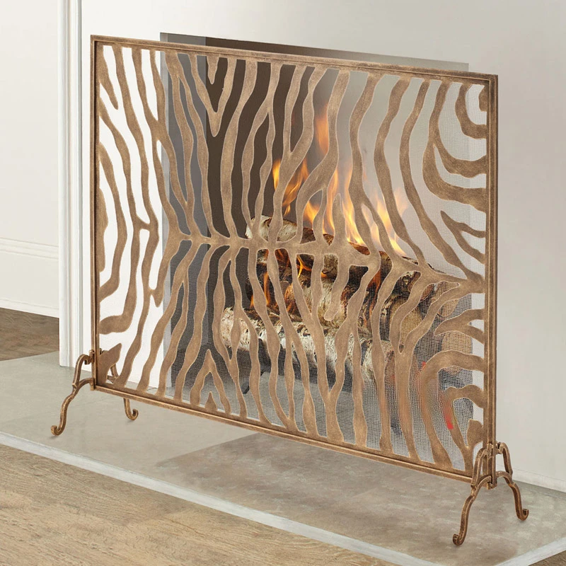 American new wrought iron hollowed out to make zebra pattern screen partition with net fireplace door home to things.