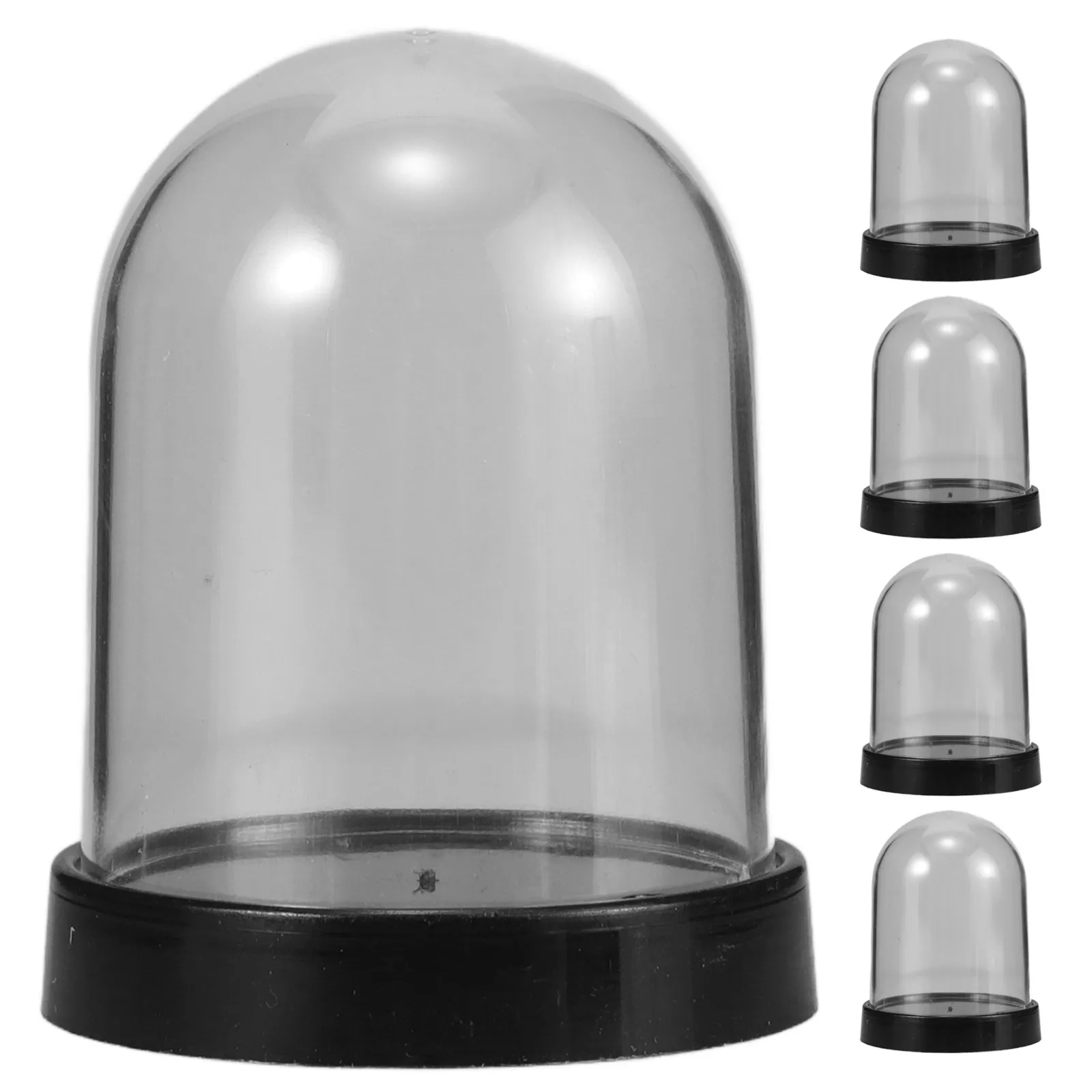 5Sets Plastic Cloche Domes High Transparency Clear Display Dome for Flower Vase Mini Decorative Showcase Case Plastic Dome Tray