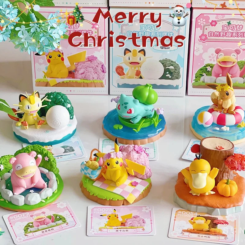 Pokemon Nature Wild Series escritorio Micro adorno de paisaje coleccionable Psyduck Eevee Meowth figura lenta niños regalo de vacaciones