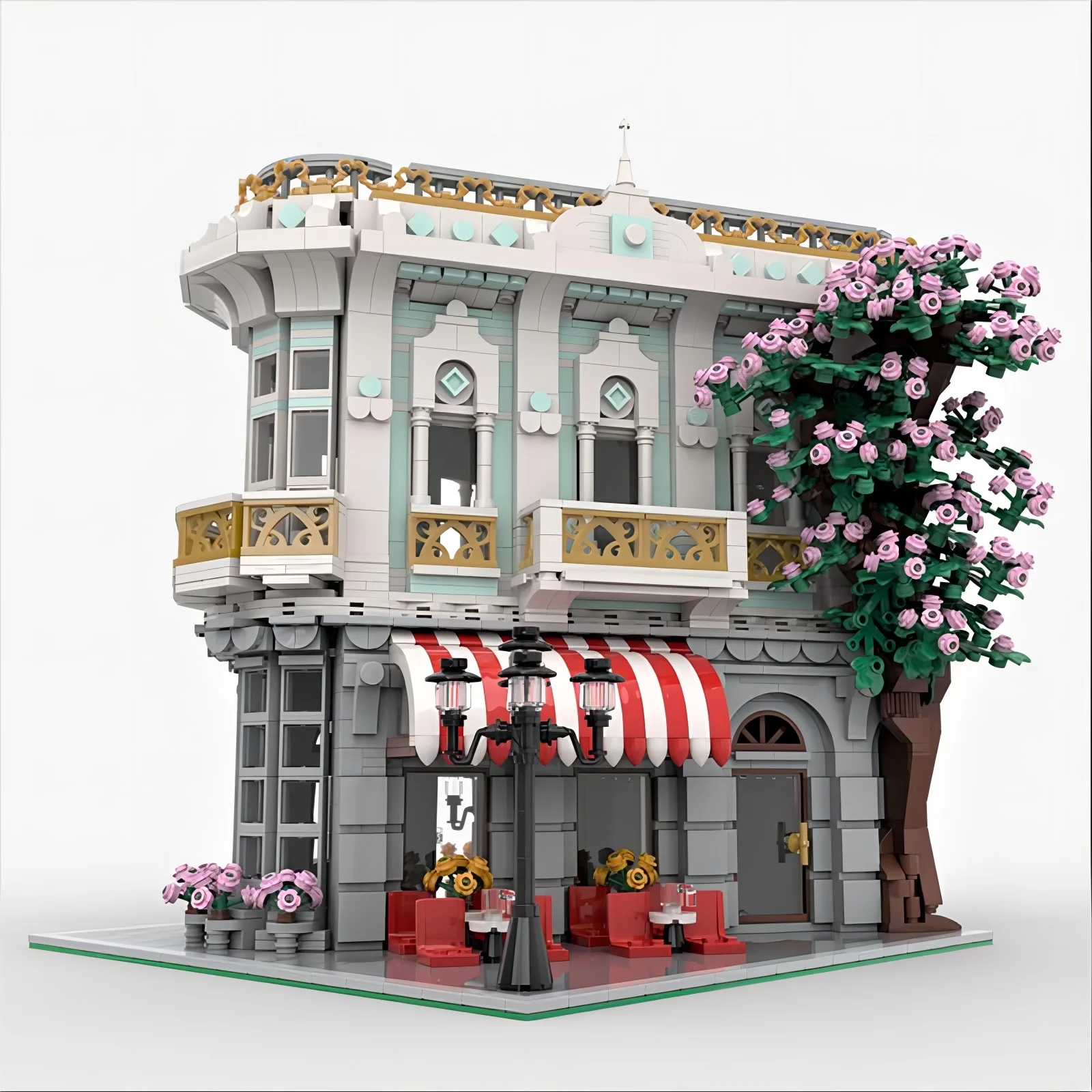 

Building blocks MOC-131134 street corner streetscape garden building small particle assembly building blocks model toy girl gift