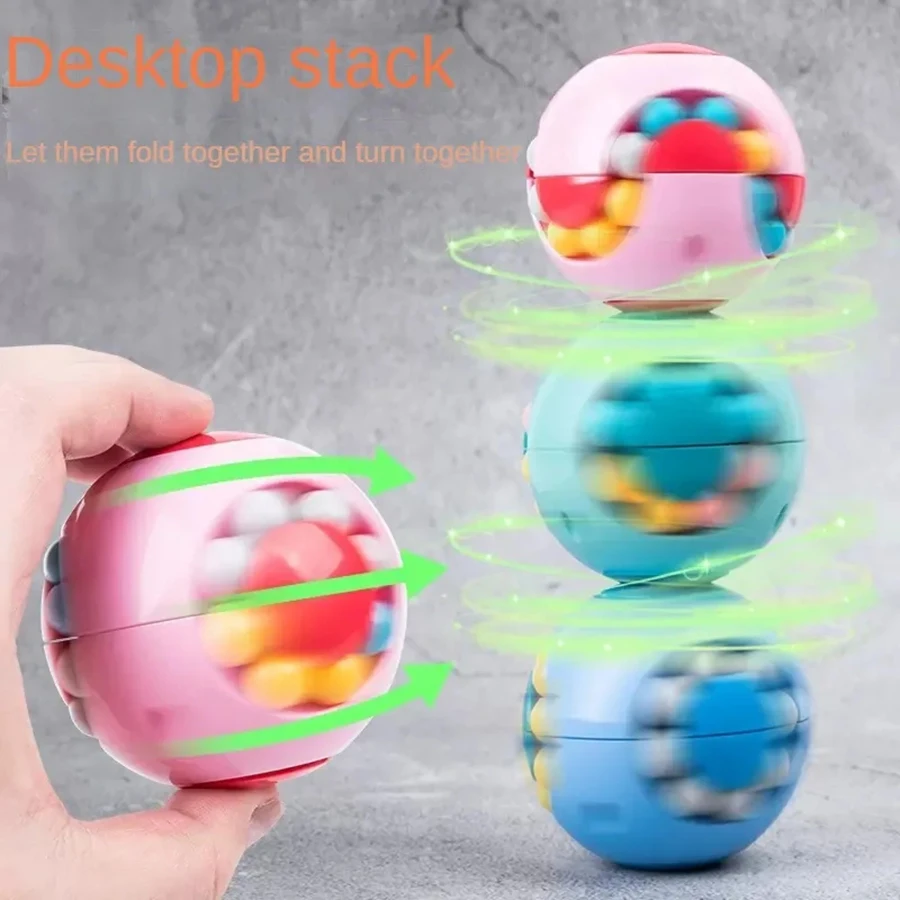 Magic Bean Puzzle Cube Spinner Rotate Slide Gyro Fidget Toy 3D Ball Anti Stress Educational IQ Game for Boy Girl Kid Adult Child