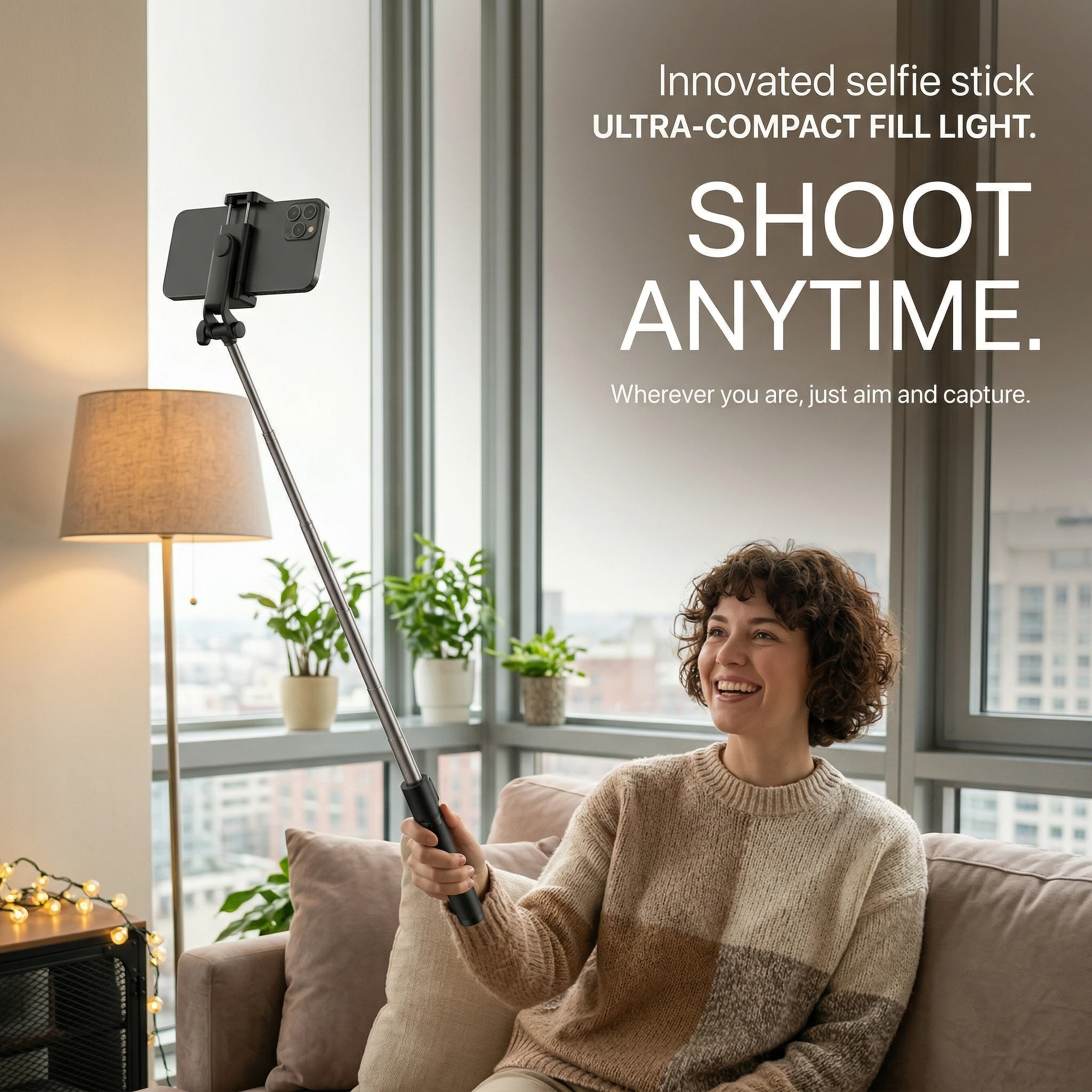 43 Inch Portable Selfie Stick Tripod Foldable Lightweight with Universal Clamp for Video Calls Vlogging Photos