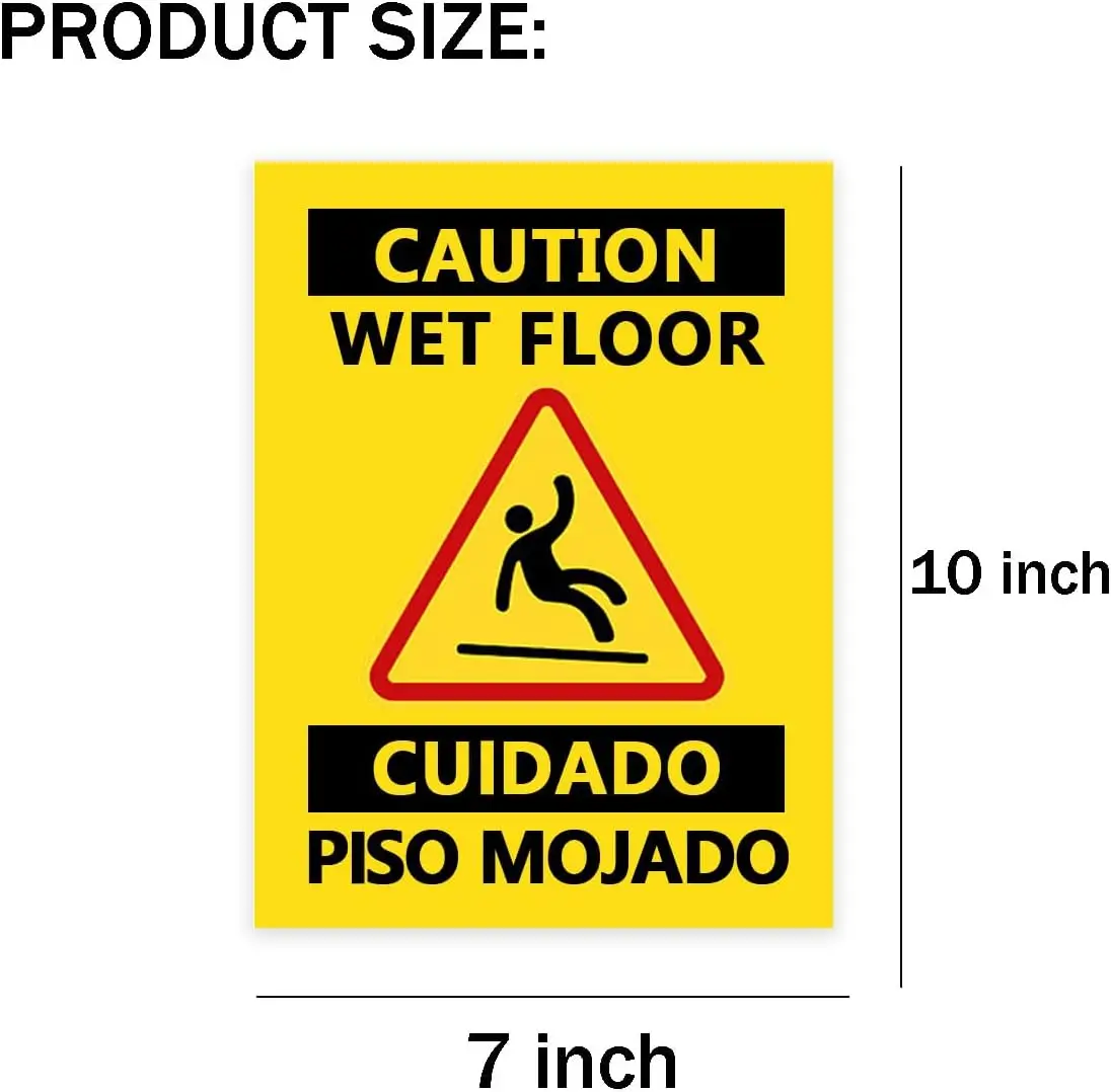 

Caution Wet Floor Sign, Bilingual Caution Slippery When Wet Sign 7×10 Inch Warning Signs Wet Floor Signs Commercial（Pack-10）