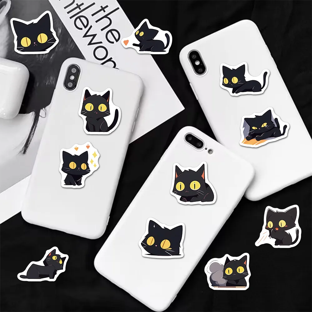 100PCS Black Cat Kawaii Stickers Decor Vintage For DIY Kids Notebook Luggage Motorcycle Skate Laptop Refrigerator Decal Toys