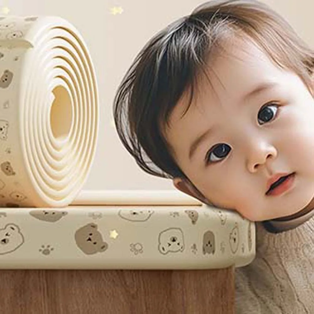 

Double-sided Tape Baby Anti-collision Strip Soft Cartoon Table Corner Protective Cover Pink Grey