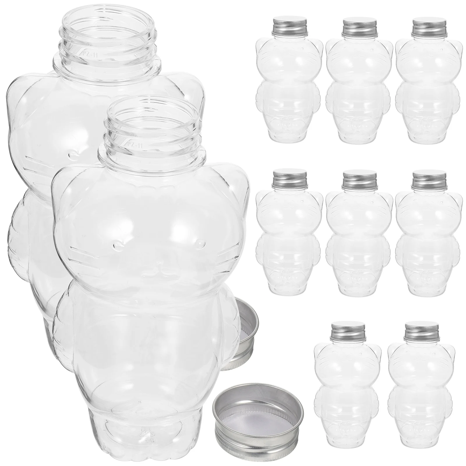 

10 Pcs Cat Style Empty Bottle Pressed Juice Bottles Transparent Milk Coffee Juicer Plastic for Juicing