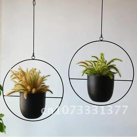 

Iron Hanging Flower Pot New Decorative Swinging Flower Basket Plant Hanger Pot Hanging Basket Home Garden Balcony Decor