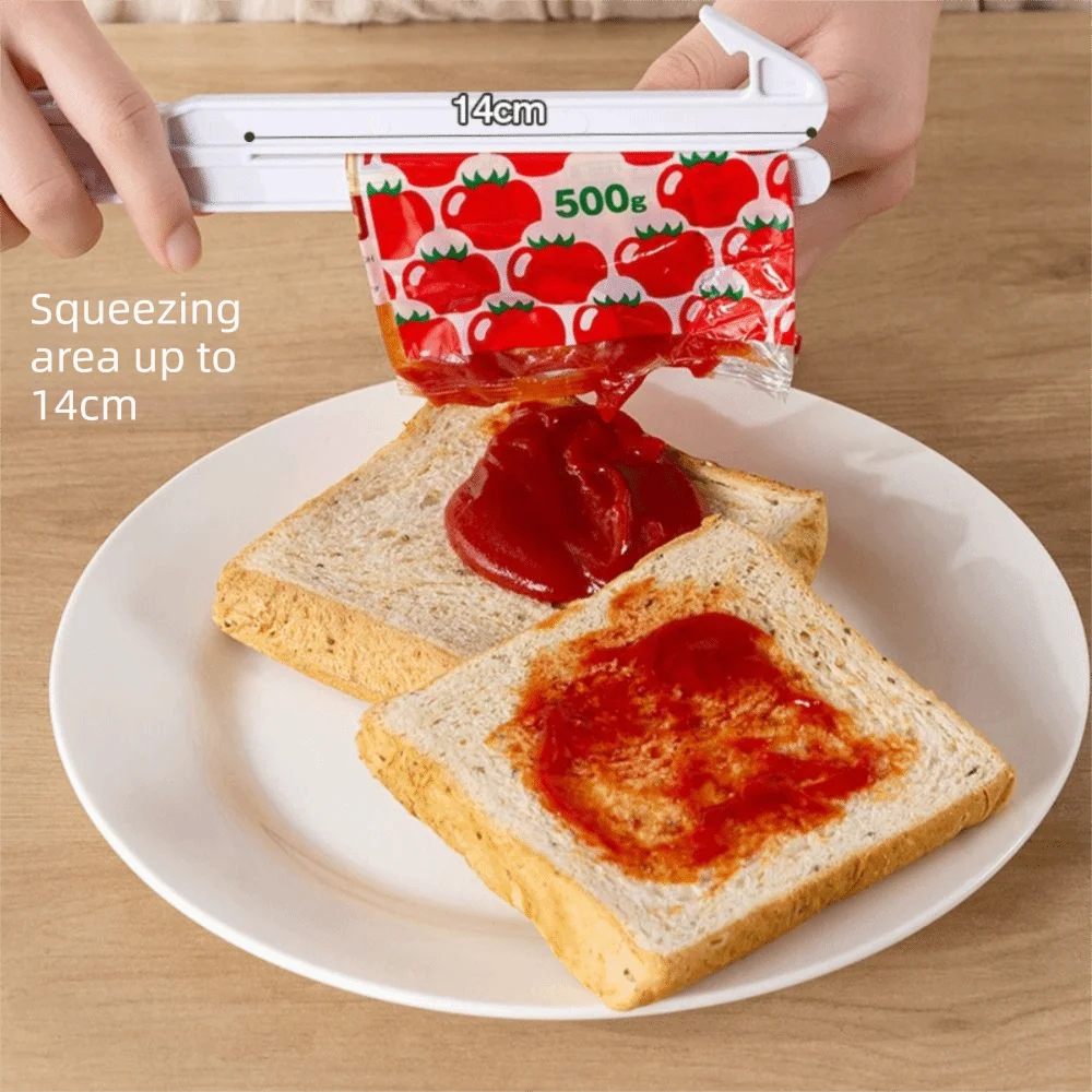 Portable Bag Squeezer Clip Scissor Style Handle Wide Pressing Area Pouch Squeezer Can Tab Opener Food Bag Sealing Kitchen Use