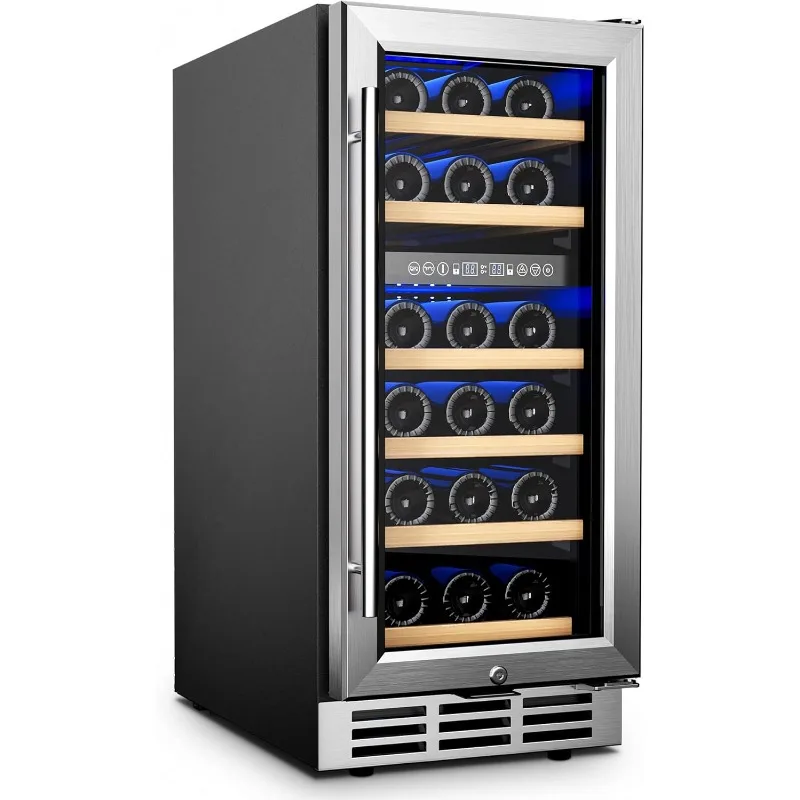 

15 Inch Dual Zone Wine Chiller with Digital Temperature Control,Upgraded Compressor Fits Low Noise,with Double-Layer Glass Door