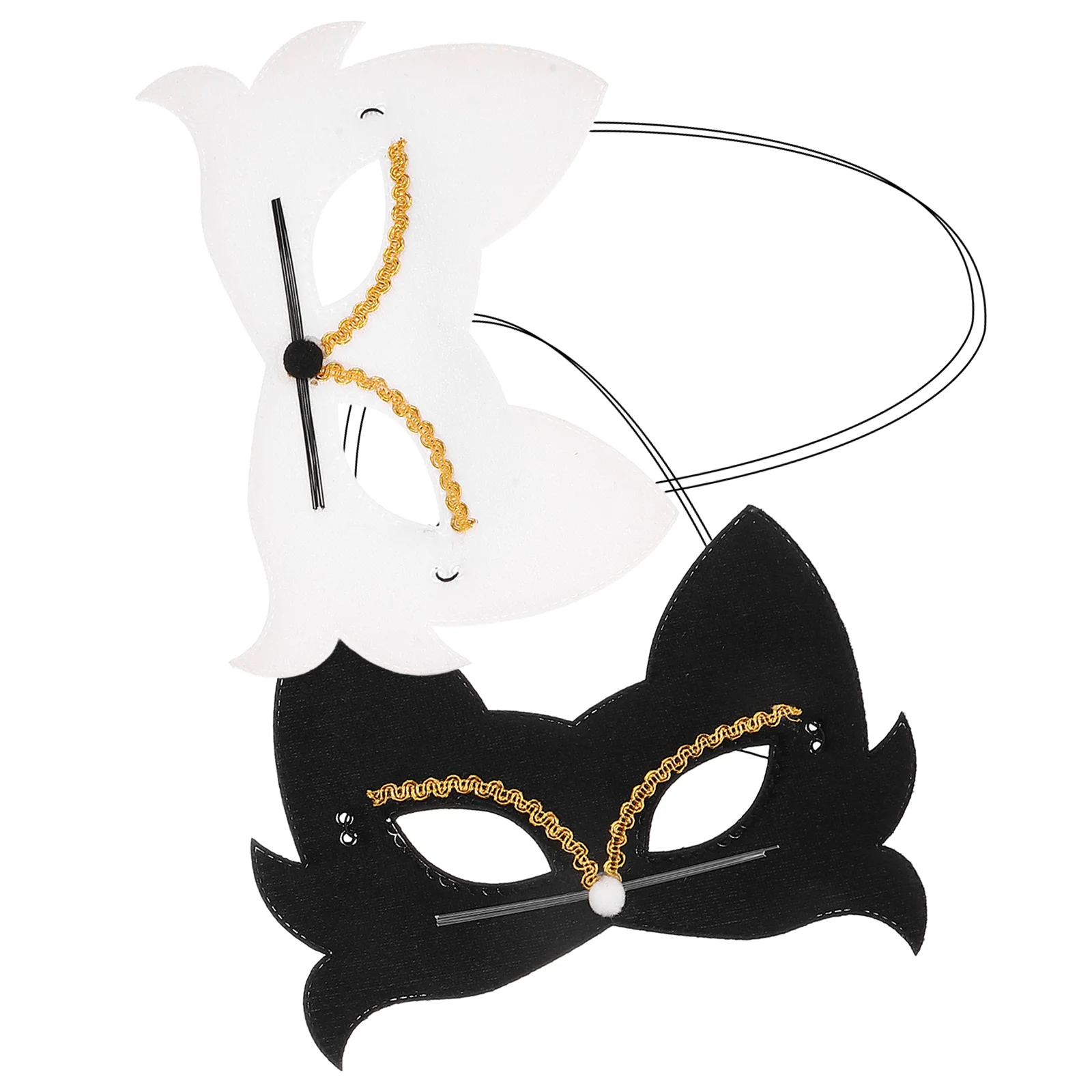 할로윈 코스프레용 고양이 마스크 2개, 동물 얼굴 가면 의상 파티 장식, 어린이 여성용 반쪽 얼굴 가면, 가벼운 천 마스크