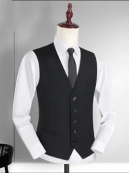 Fashion Single Breasted Suit Vests for Men Grey Black Navy blue High-end Male Waistcoat Slim Fit Formal Business Casual Vest