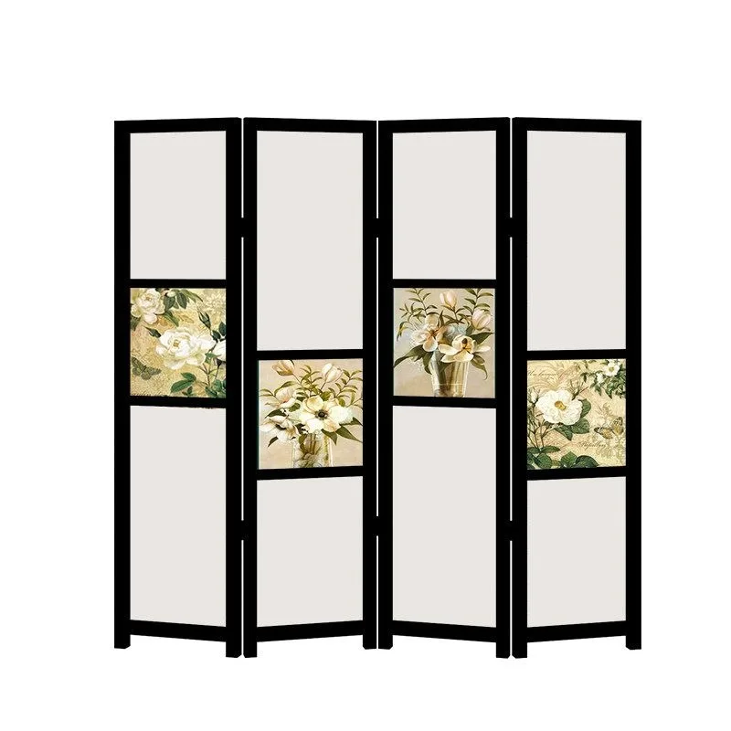 Home American retro screen, bedroom occlusion folding partition decoration, mobile living room home semi-transparent folding