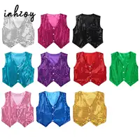 Chaleco de baile con lentejuelas brillantes para niños y niñas, Top para Jazz, Hip Hop, disfraz de discoteca, Festival de Carnaval, fiesta Rave, traje de actuación en escenario