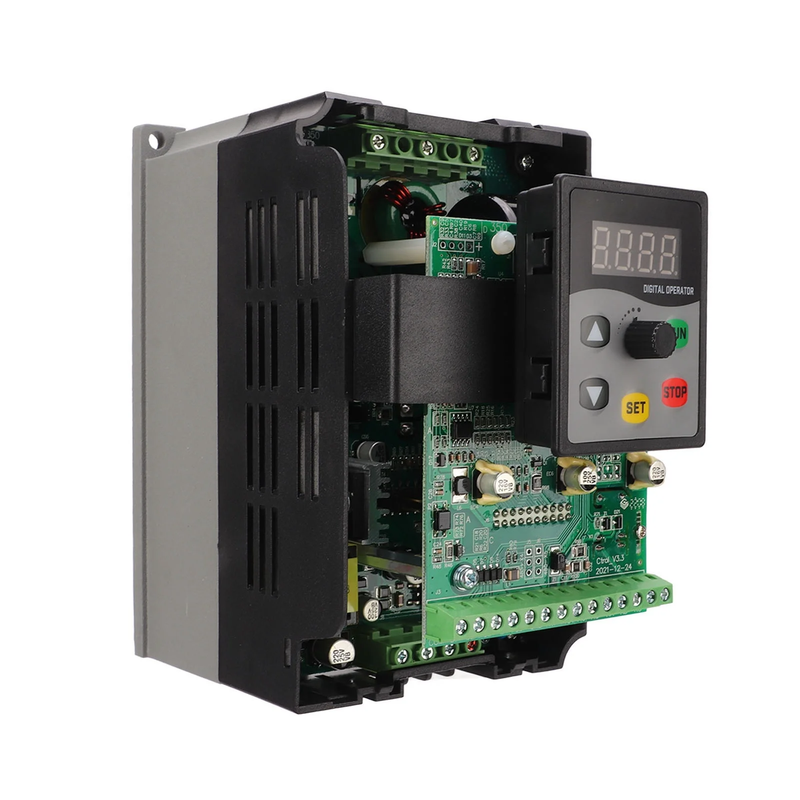Motor Variable Frequency Drive Digital Display Motor Frequency Converter 3 Phase 380‑440V Input 0‑440V Output 3KW 7.5A