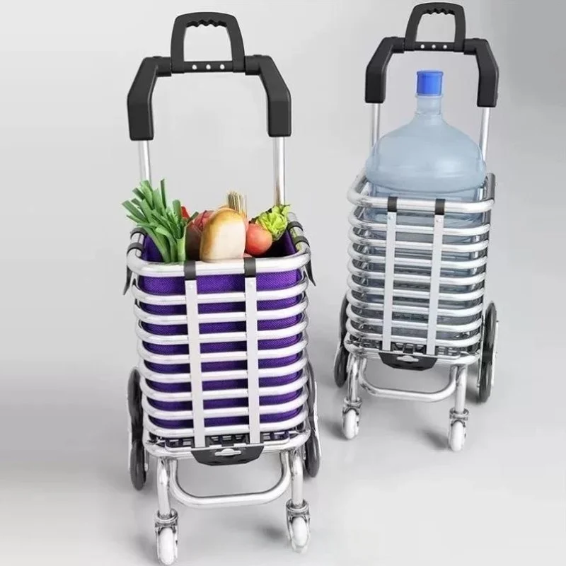 ポータブル折りたたみ式手引き野菜ショッピングカート耐久性のある階段昇降式マーケットバスケットステンレス製食品運搬カート