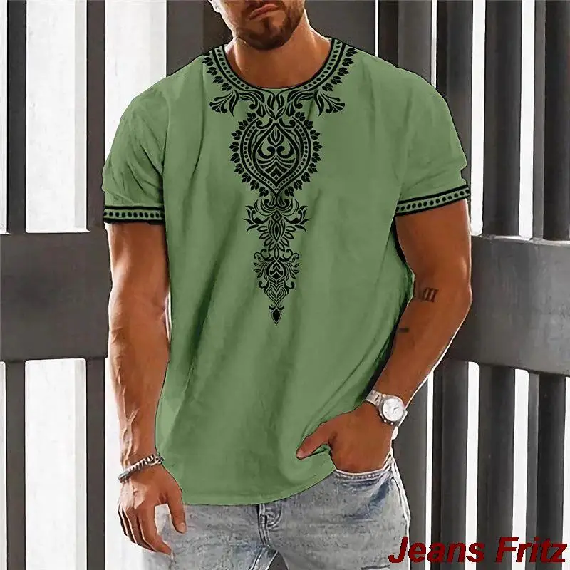 Vintage Ethnic T-shirt 3D Print Clothing O-Neck Men Tops Oversized Short Sleeve Tee Summer Loose Male Streetwear Mens Clothes