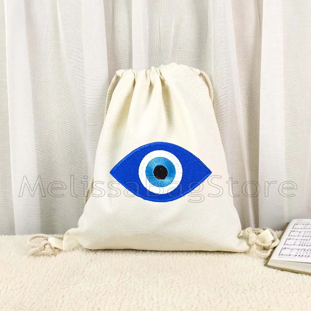 

Nazar Good Luck CRETE GREECE Mati Blue Evil Eye Charm Amulet Любовь Сердце Амулет Мандала Холст Рюкзак на шнурке Сумка Sackpack