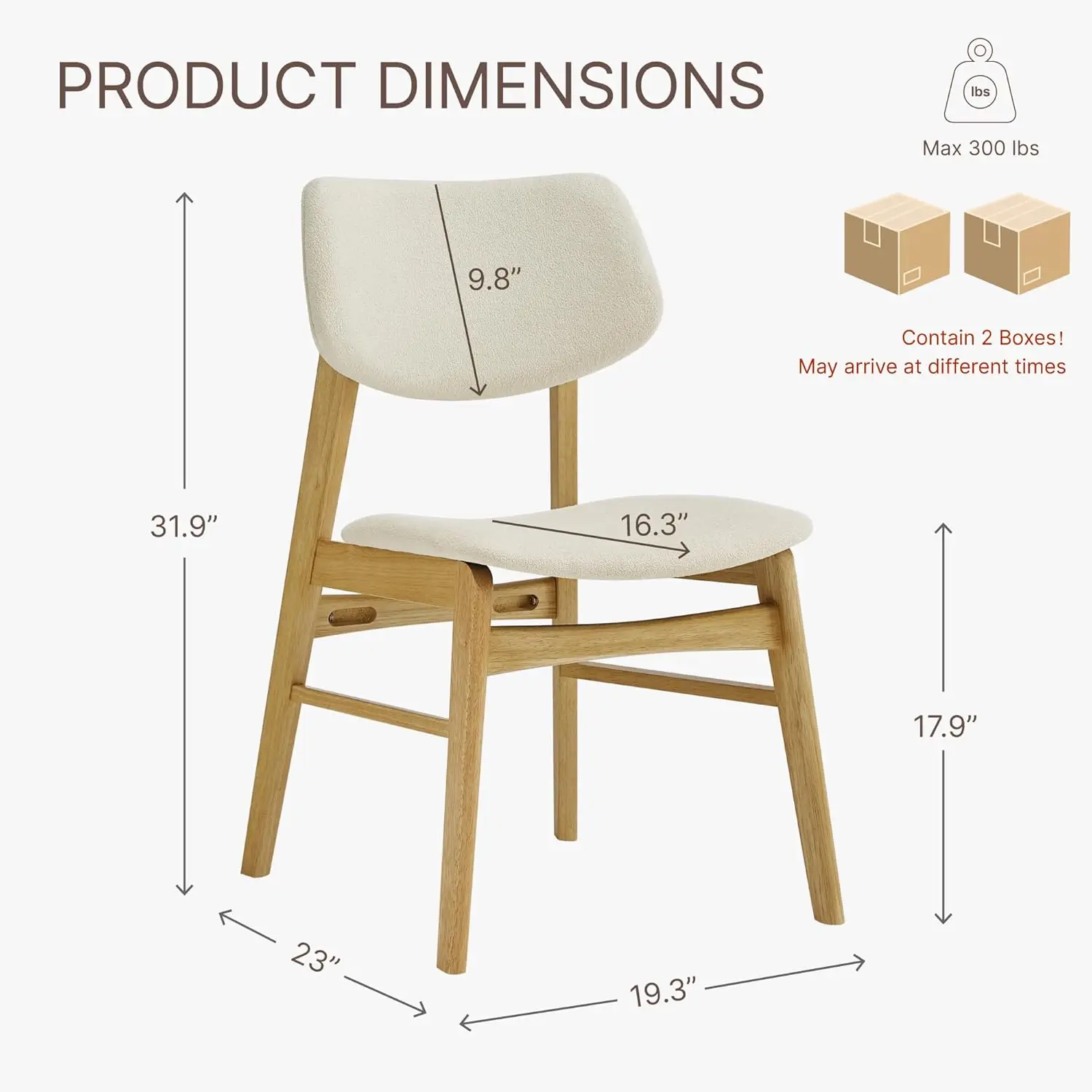 Set of 4 Modern Upholstered Dining Chairs, Solid Oak Wood with Soft Cushion Backrest for Kitchen Restaurant Cafe