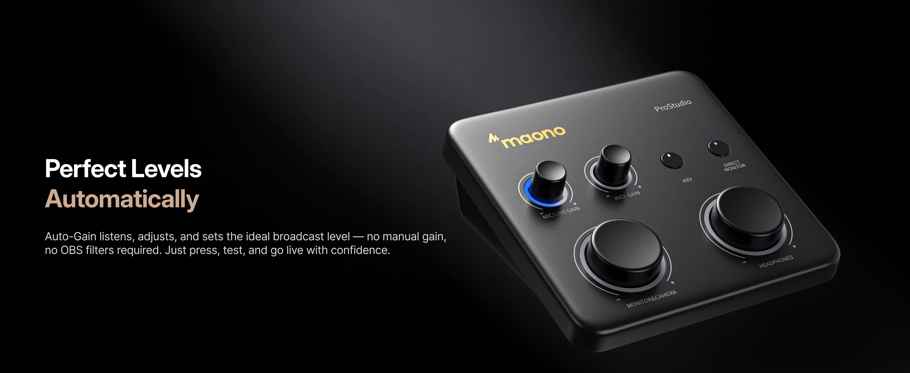MAONO P1 Hybrid Audio-Interface mit 70dB Verstärkung für PC, Telefon, iPad, Gitarre, Auto-Gain, Loopback, ASIO für Podcast, Streaming, Musikaufnahme – Detail 12