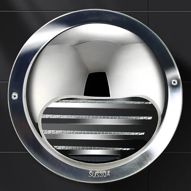 304 Stainless Steel Air Vent Round Wall Vent Outlet Cover Ventilating Fan Prevents Pipe Blockage Louvered Grille Cover Blocking