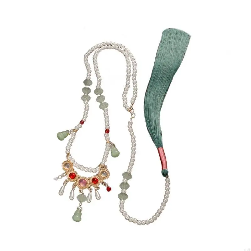 Artfiticial Parl Liontin Kalung Fringed Rantai untuk Rok Kuda Rok Y08E