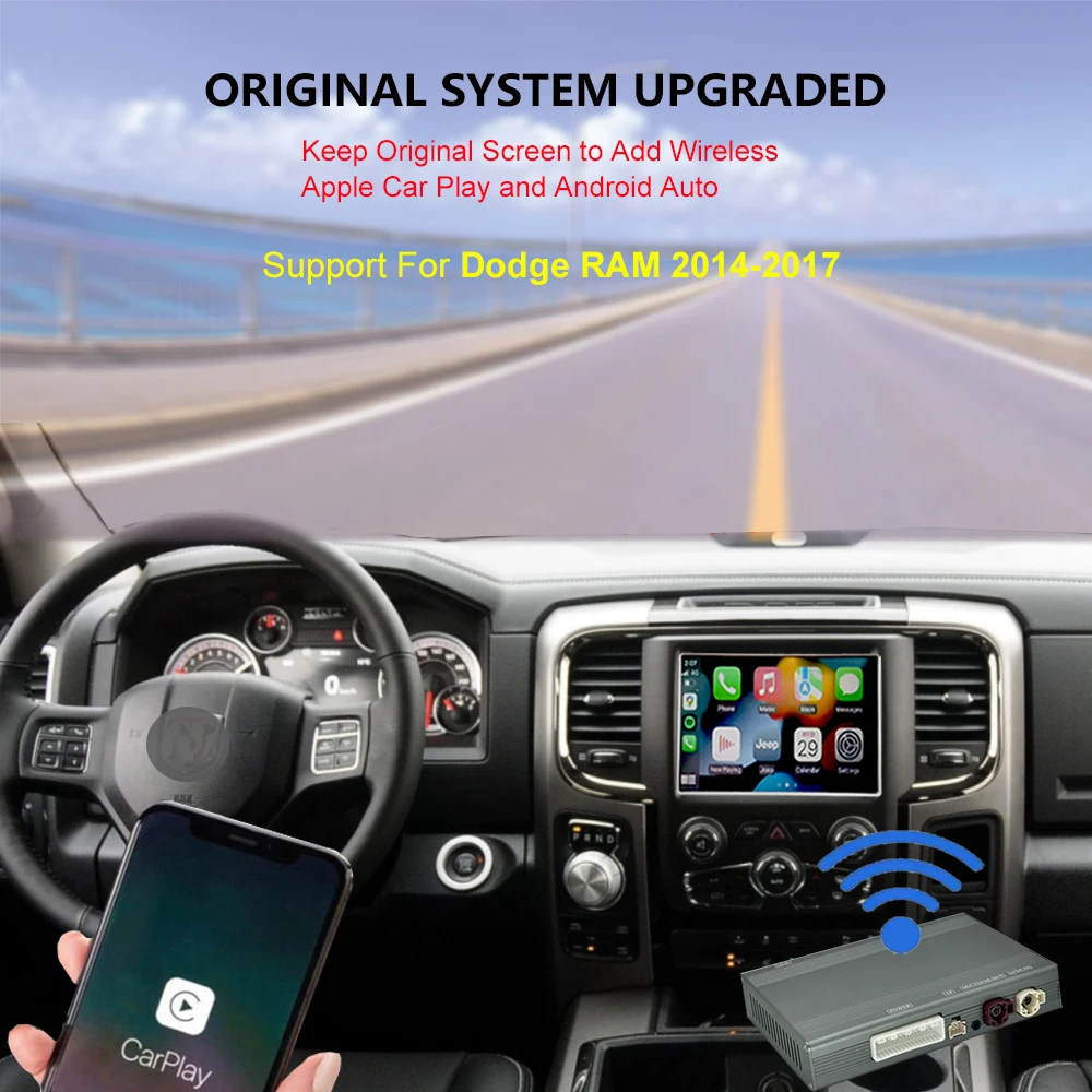 

Wireless Carplay Box Android Auto for Dodge Ram 1500 2500 2014-2017 Navigation Radio Car DVD Player Mirror Link Airplay