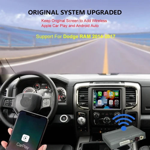 Caja Carplay inalámbrica Android Auto para Dodge Ram 1500 2500 2014-2017 Radio de navegación reproductor de DVD para coche Mirror Link Airplay