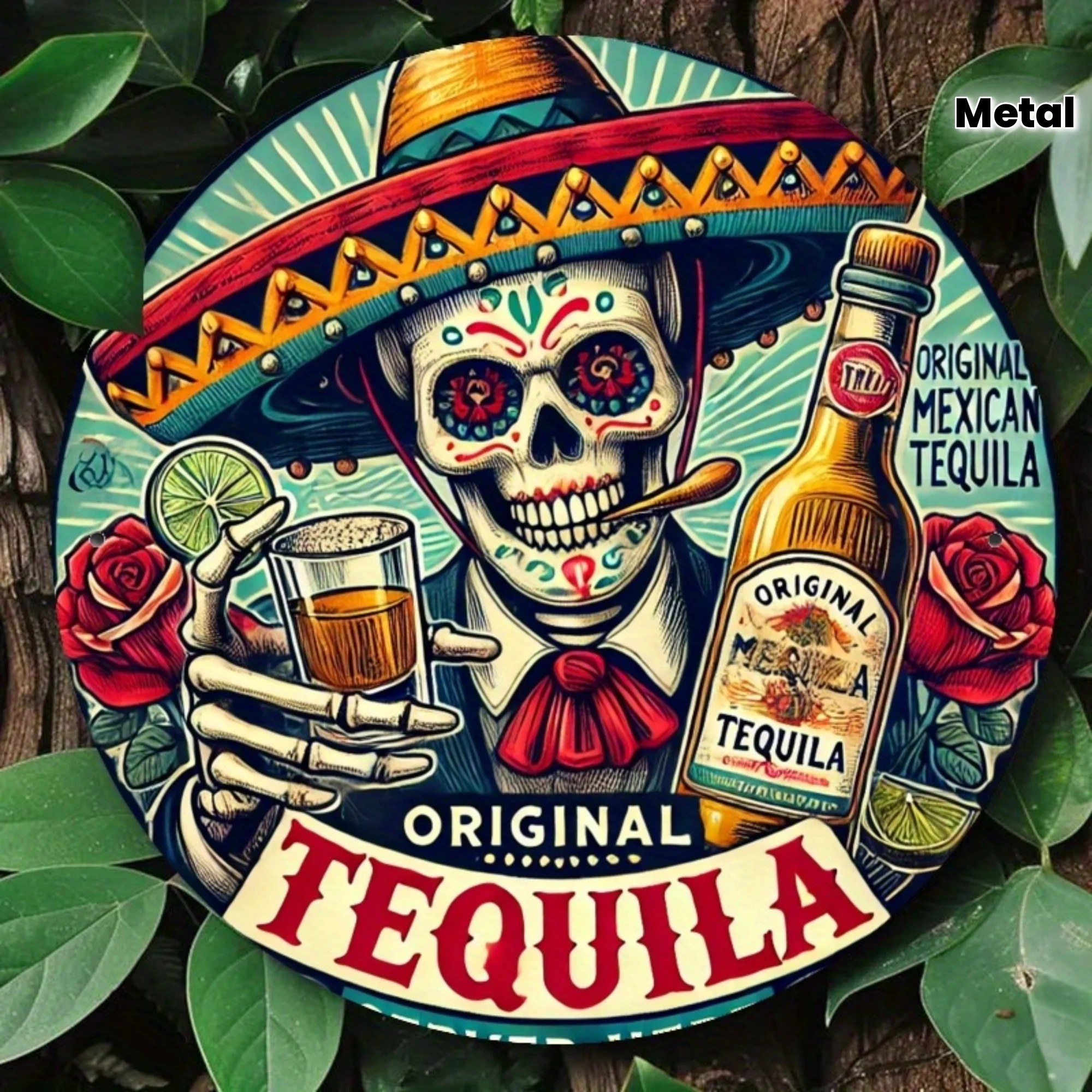 [Logotipo decorativo de Tequila de 1 pieza] Logotipo decorativo de Tequila estilo Art Deco de 1 pieza, placa retro de madera montada en la pared, multiusos
