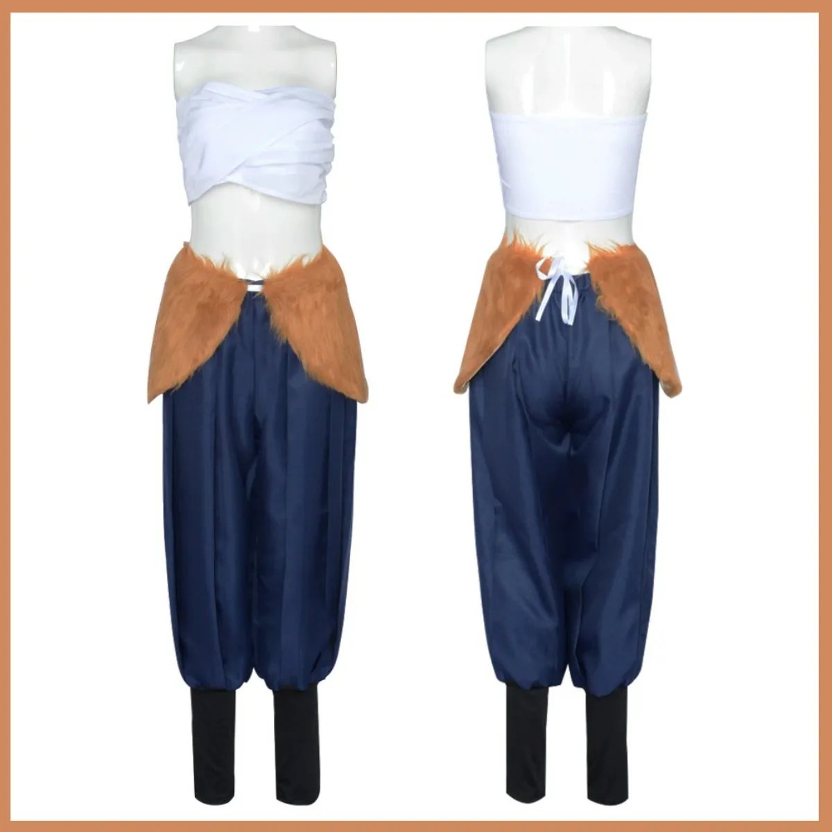 Anime Hashibira Inosuke Cosplay Costume Wig Sexy Tube Tops Pants Waist Decorations Combat Uniform Full Set Woman Halloween Suit