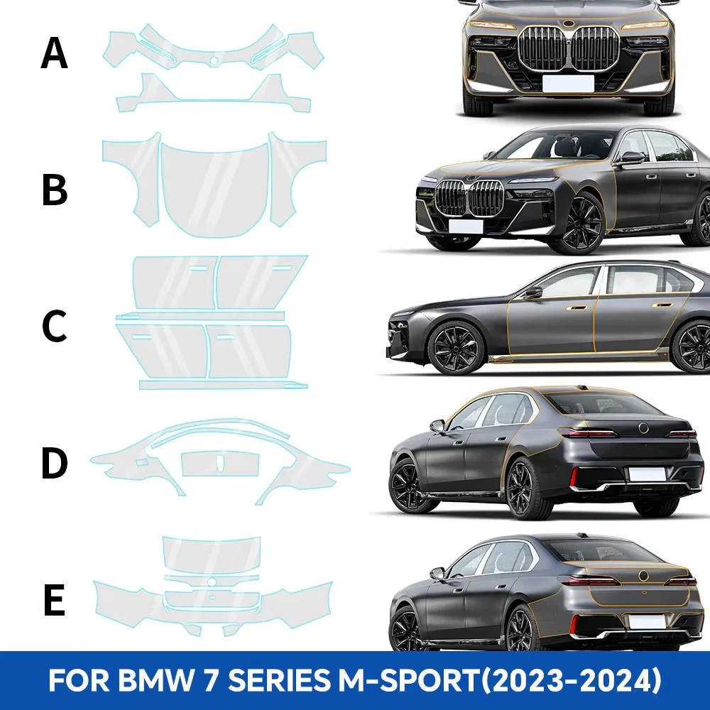 

For BMW 7 Series M Sport 2023-2024 TPU Bumper Pre-cut PPF Clear Paint Protective Film Custom Anti Scratch Self Healing Shield