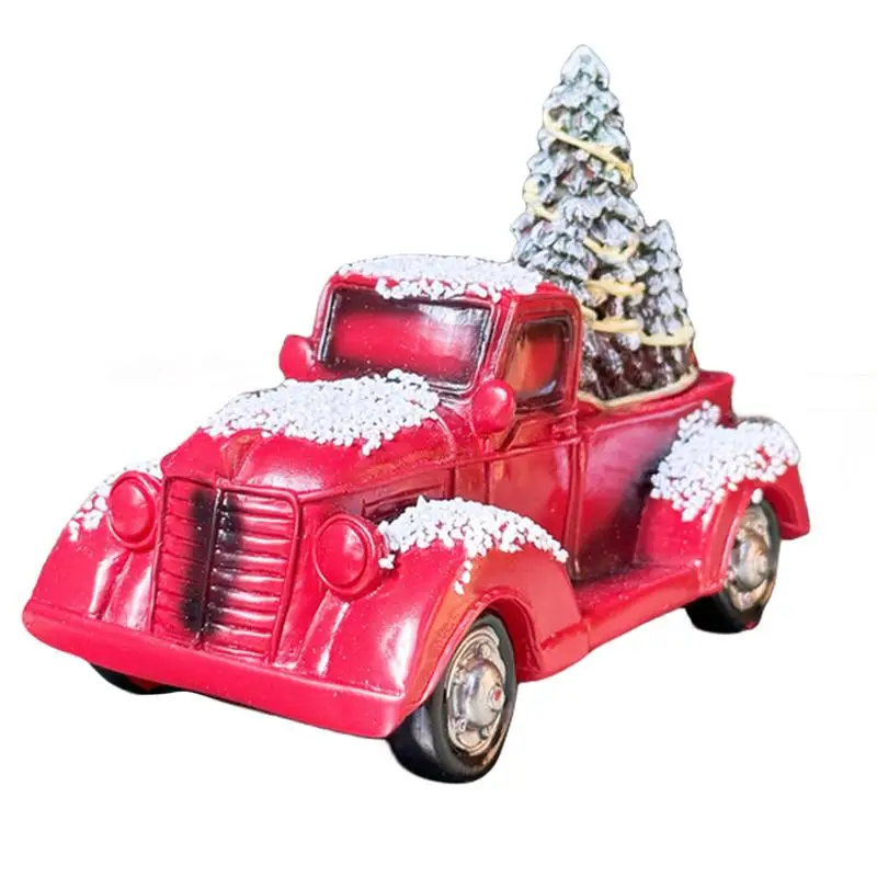 Red Christmas Truck Vintage Farmhouse Little Pickup Truck Model Christmas Tree Ornament Red Farm Truck Christmas Home Decoration