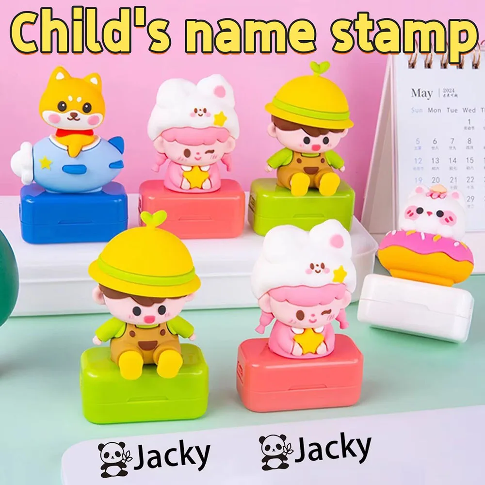 Personalized Name Stamp - Custom Engraved Name Seal for Kids Kindergarten Prep & Travel Gear Non-Fading Ink School Supplies