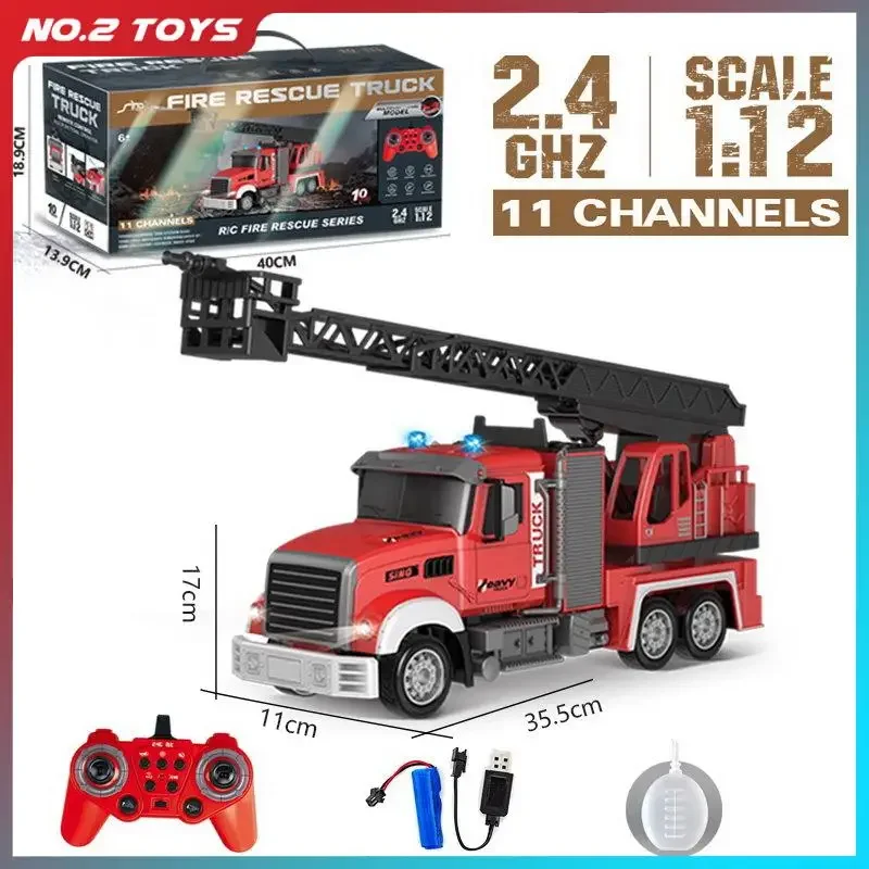 Rc سيارة مطافئ 2.4G 11Ch التحكم عن بعد سلم النار سيارة مقلد لودر أطفال بالريموت كنترول مدفع المياه رش محرك النار لعب الأولاد
