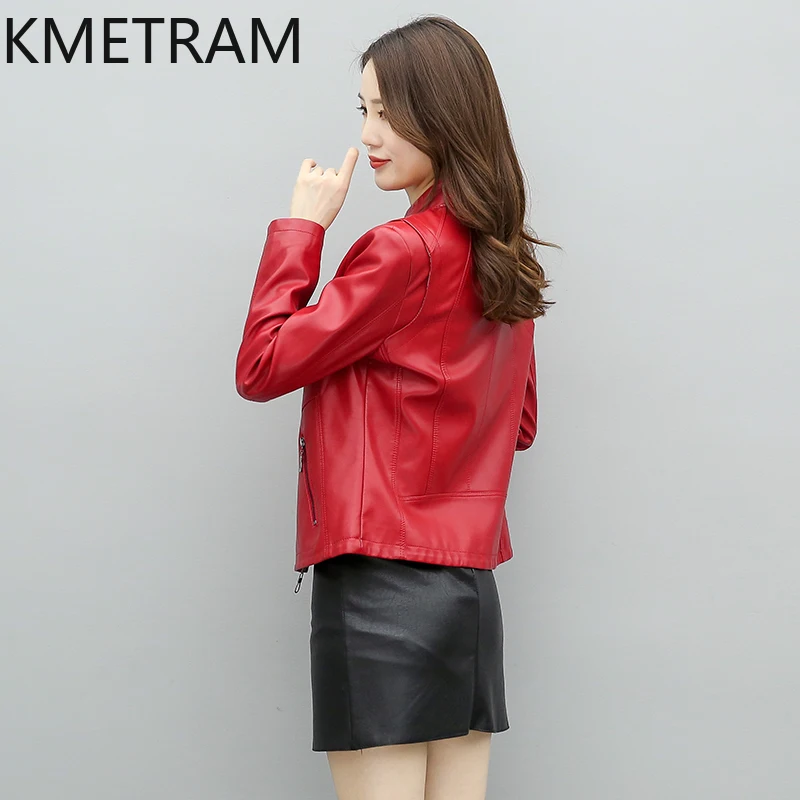 Kmetram natürliche Schaffell Lederjacke Frauen koreanische große Damen bekleidung Frühling Herbst kurze Damen mantel Jaqueta Couro