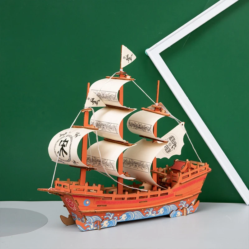 3d Driedimensionale Puzzel Handgemaakte Houten Assemblage Schip Model Zeilboot Modelproductie Puzzel Diy Creatief Speelgoed Voor Kinderen