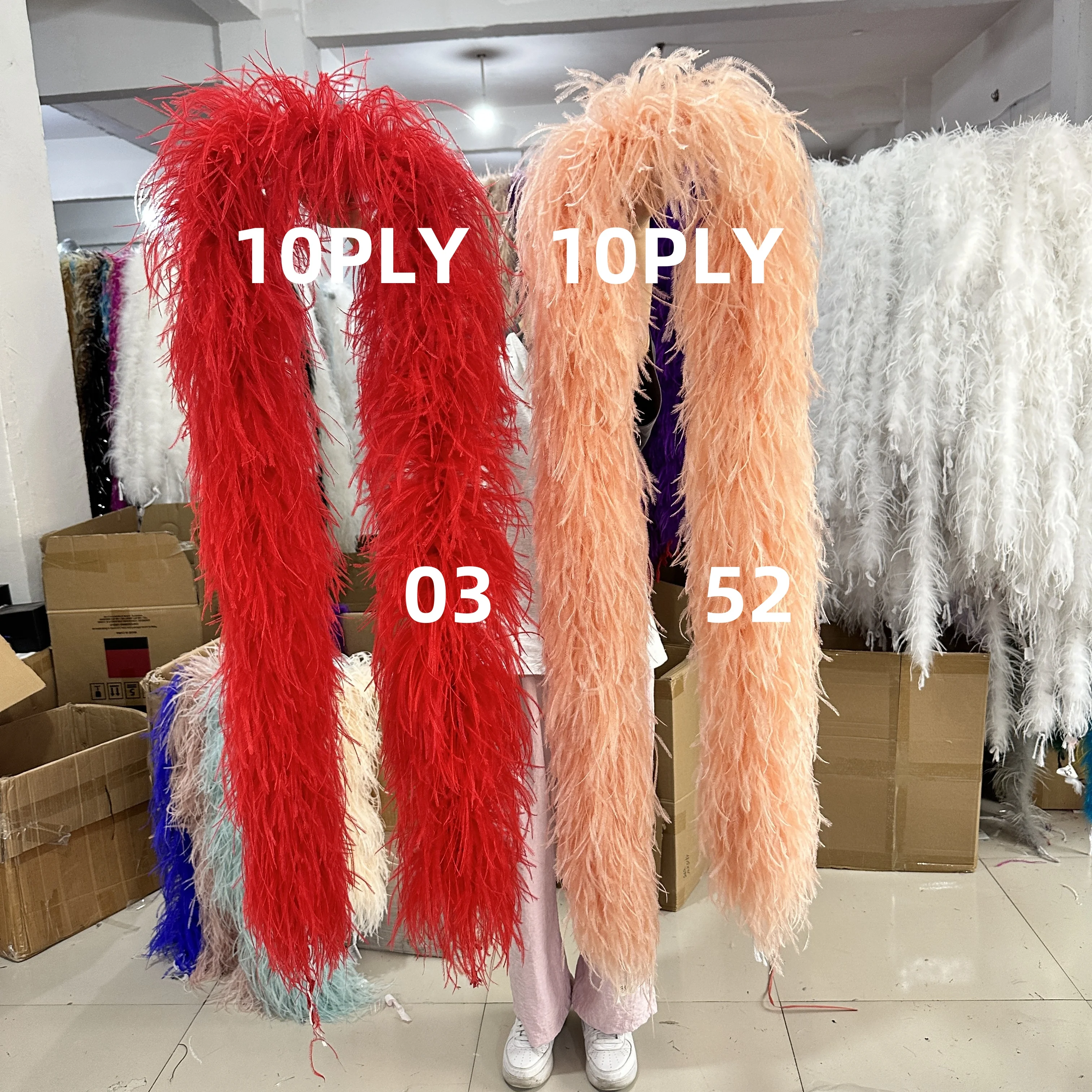 

3/6/10/15/20/30PLY Ostrich Feather Boa 2M Long Stage Catwalk Performance Shawl Dress Decorative Accessories Fluffy Feathers Boa