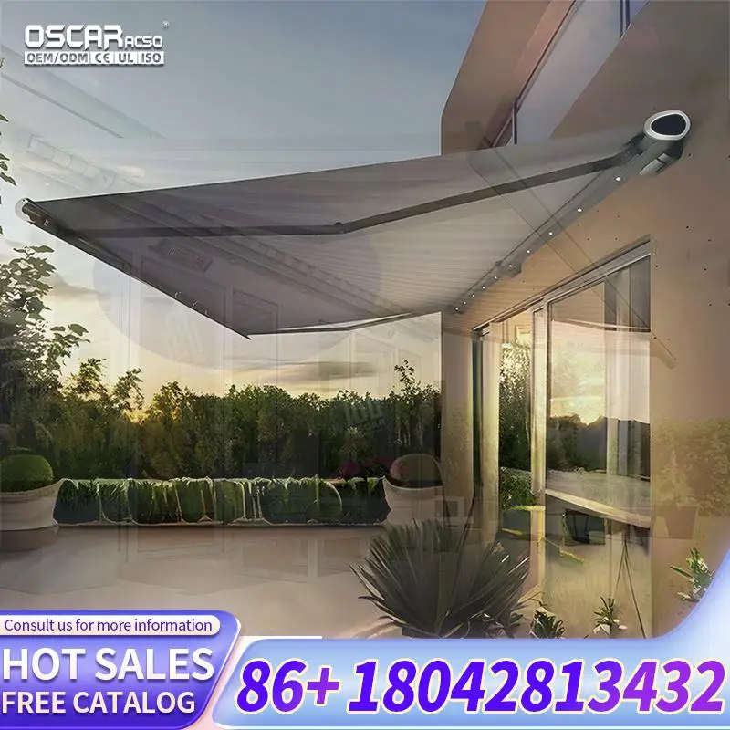 New Design Outdoor Motorized Retractable Folding Arm Awning Aluminum Sun Shades for US Patio Deck Home Exterior Waterproof Sun P