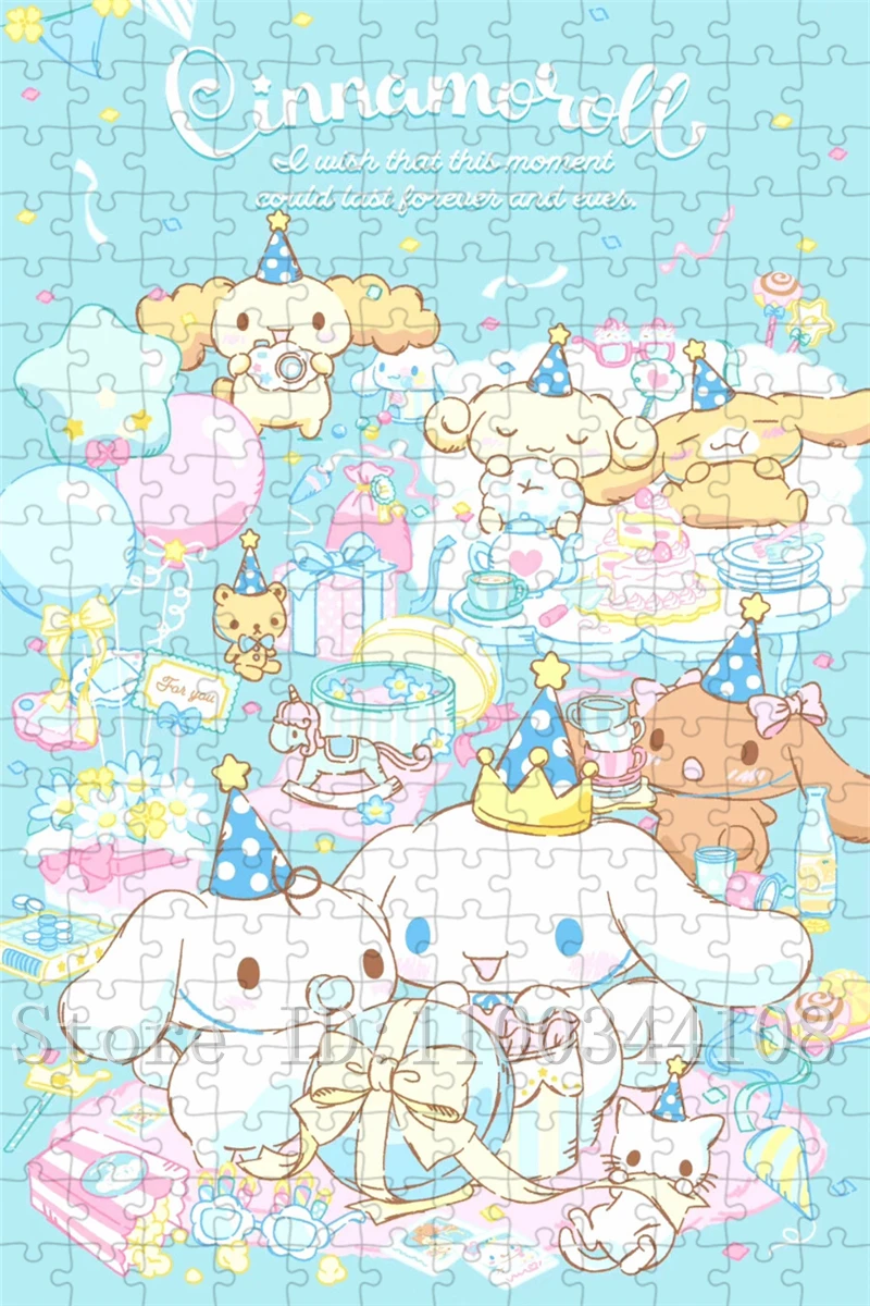 Puzzles Sanurgente Cinnamoroll pour enfants, jeu d'intelligence, jouets de dessin animé Kawaii, loisirs faits à la main, 300 pièces, 500/1000 pièces