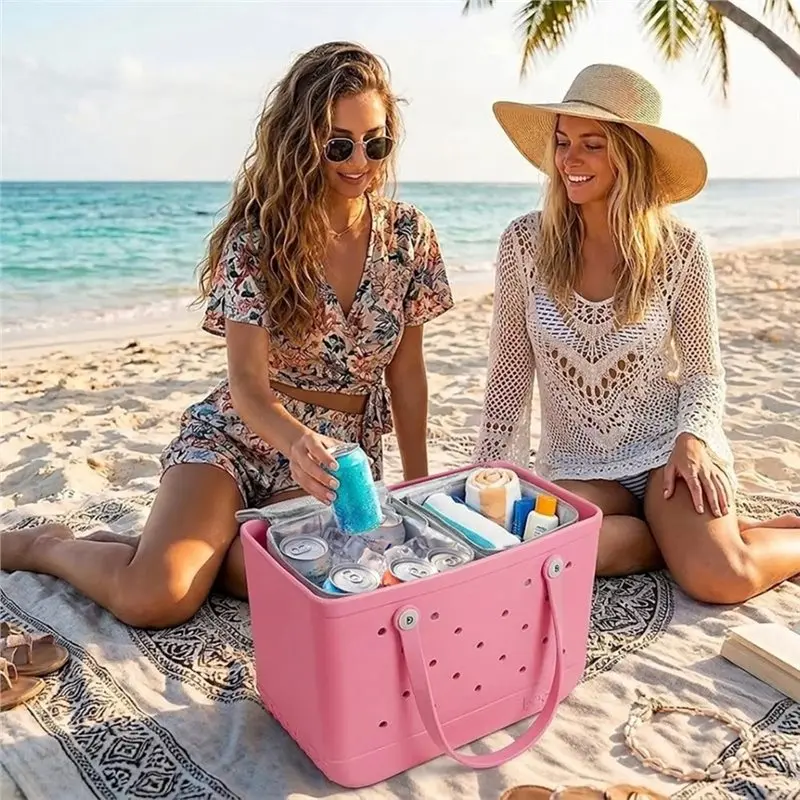 TEXU Cooler Insert& Mesh Organizer, 2-In-1 Insulated Cooler For Bogg Bag, Cooler Bag With Strap, Beach Bag Part