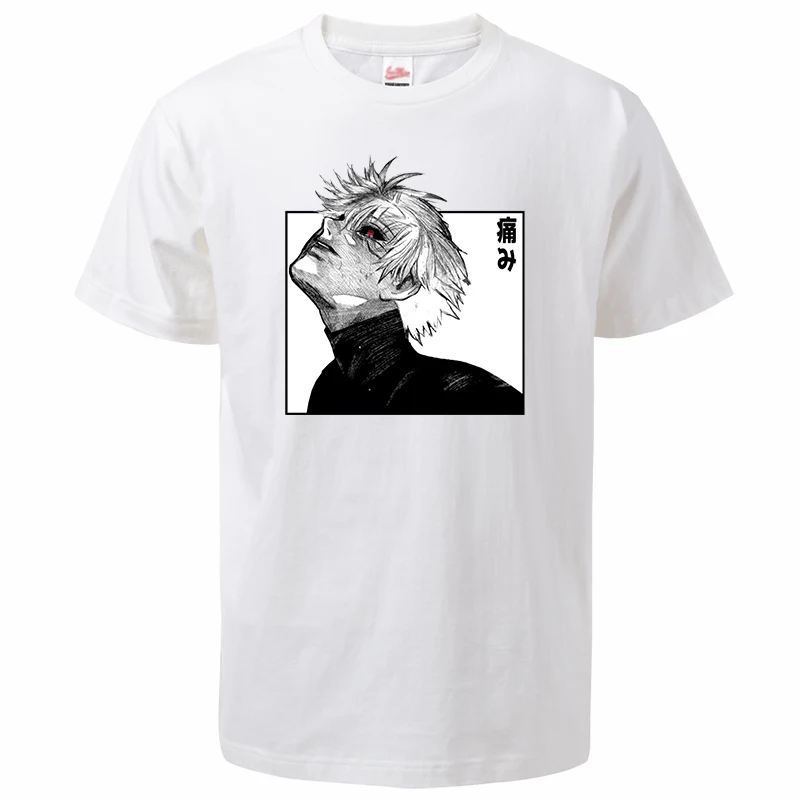 2024 Summer Unisex Hip Hop Anime Tokyo Ghoul Kaneki Ken T-Shirt Simple Breathable Top Tees Male Short-sleeve Printing Tee Tops