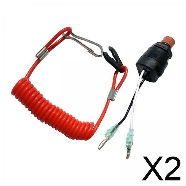 

2x Boat Motor Emergency Kill Switch W/ Tether Cord Urgent Stop Fits for
