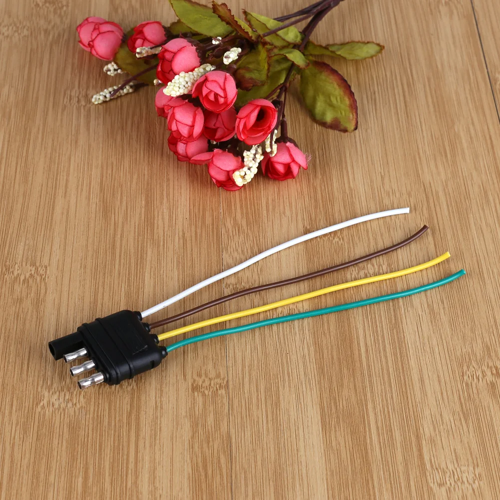 4 Pin Plug Adapter Flat Wiring Harness Kit Electrical Converter Trailer Connector US Standard Round Hole Trailer Plug Car Parts